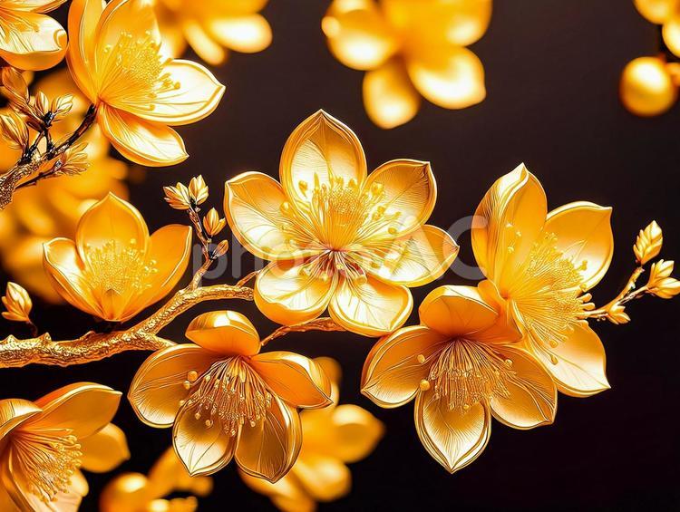 ゴールデンさくら 桜,黄金,花見の写真素材