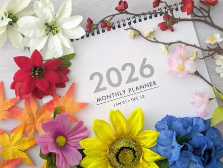 カレンダー(2026年)季節の花々 カレンダー(2026年)季節の花々 冬,年末年始,2026年の写真素材