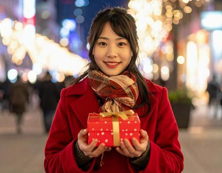 イルミネーション・彼女のプレゼントの写真