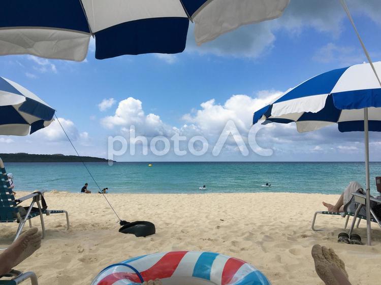 夏！ 海,青空,砂浜の写真素材