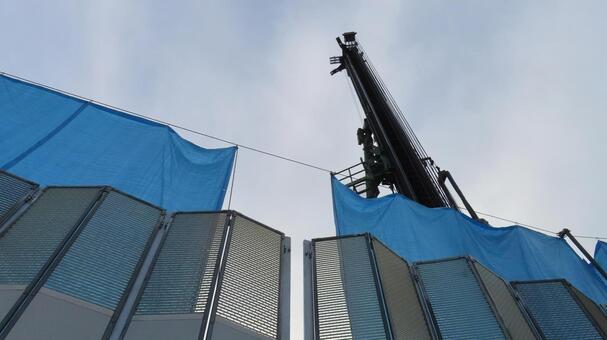 工事現場　杭打機 工事現場,杭打機,杭打ち機の写真素材