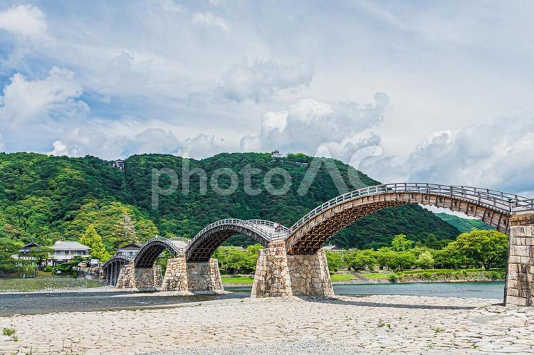 錦帯橋の風景 錦帯橋,橋,アーチの写真素材