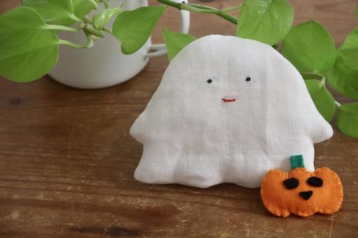 おばけとカボチャ　ハロウィンイメージ ハロウィン,ジャックオーランタン,10月の写真素材