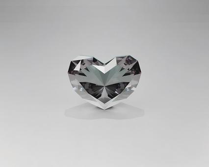 輝くハートダイヤモンドの白背景３D画像 ダイアモンド,宝石,ダイヤモンドの写真素材
