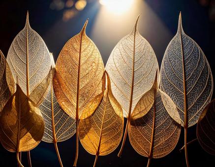 透明な葉脈が繊細に透ける秋の葉 透明な葉脈が繊細に透ける秋の葉の写真