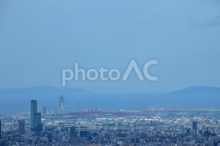 生駒山からの風景② 生駒山,大阪,大阪湾の写真素材