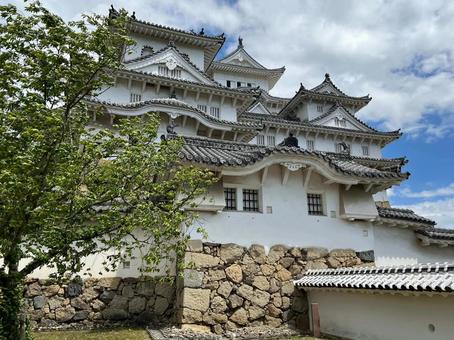 姫路城の天守閣 城,白い,石垣の写真素材