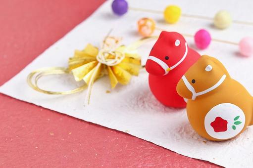 お正月や年賀状のイメージ素材(午年) 午年,お正月,年賀状の写真素材