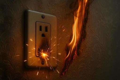 コンセント火花と延焼の写真