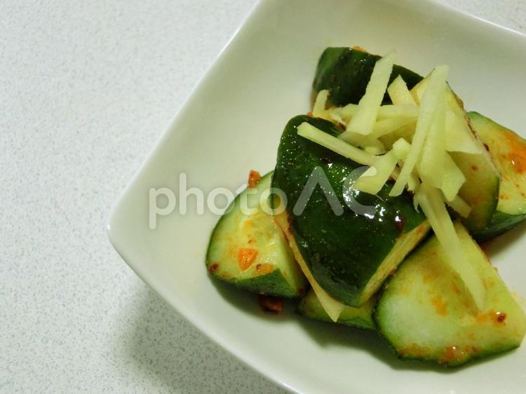 きゅうりの和え物　しょうが入り きゅうり,和え物,料理の写真素材
