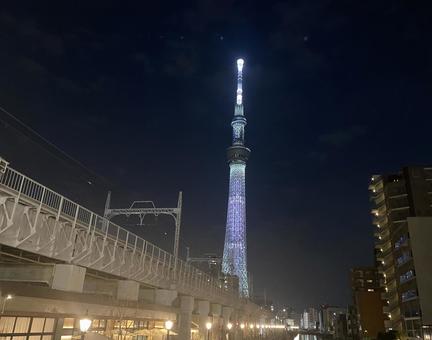 東京スカイツリー ライトアップ 夜景 東京スカイツリー ライトアップ 夜景の写真