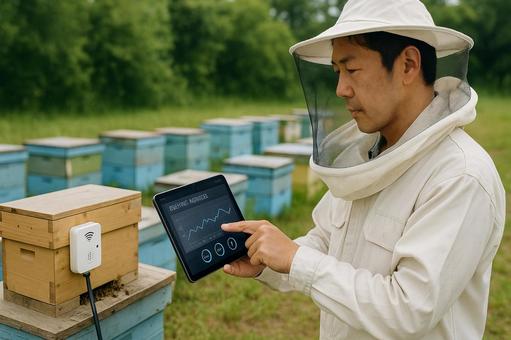 養蜂場のデジタルモニタリング作業 養蜂場のデジタルモニタリング作業の写真