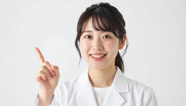 指をさす女医 指をさす女医の写真
