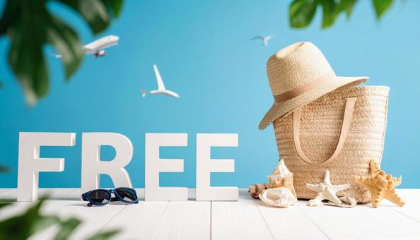 夏アイテムと組合わせたFreeビジュアルの写真
