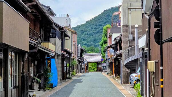 美濃市の古い町並み 阜県,美濃市,町並みの写真素材
