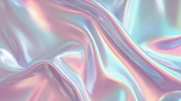 流れる液体のような虹色のホログラム背景の写真