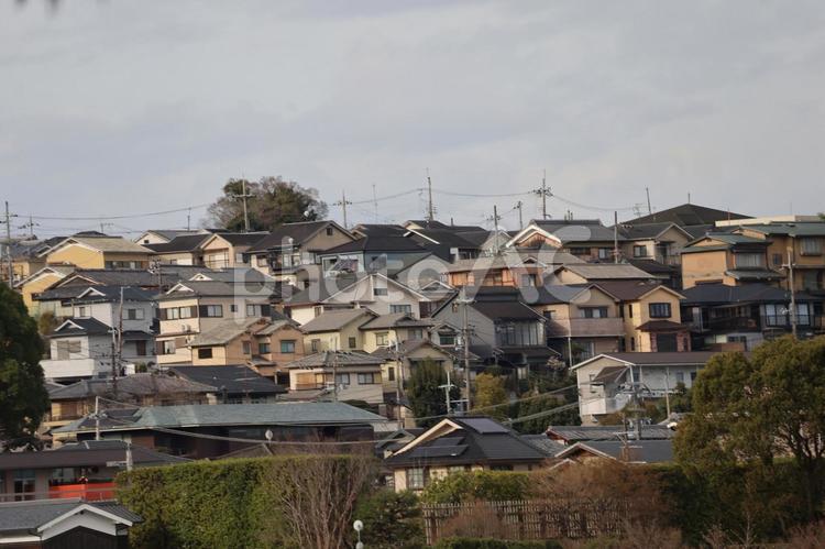 住宅街の風景 住宅街,風景,街並みの写真素材