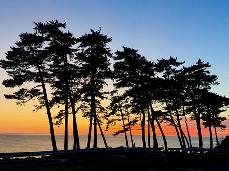 Sunset gradation Tojinbo Sea of Japan horizon, JPG