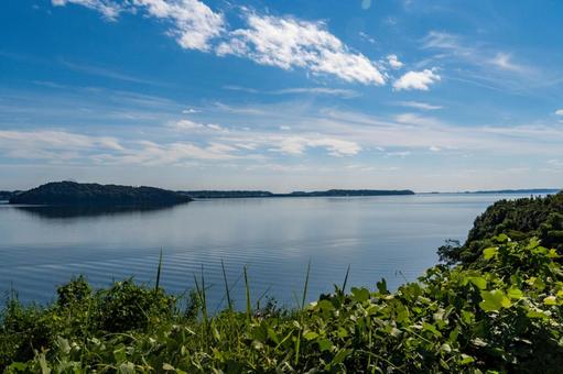 静岡県東名高速浜名湖SAより浜名湖の眺め 日本,静岡県,浜松市の写真素材