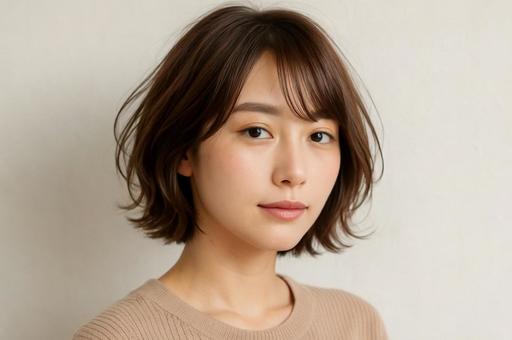 ショートヘアの日本人女性の写真