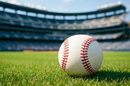 野球のスタジアムとボール 野球のスタジアムとボールの写真