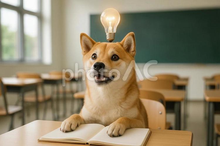 アイデアを閃いた柴犬 犬,動物,子犬の写真素材