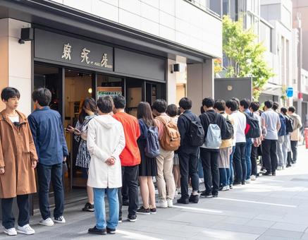 人気の店に並ぶ人々の行列イメージ 人気の店に並ぶ人々の行列イメージの写真