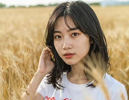 小麦畑の中で 小麦畑の中での写真