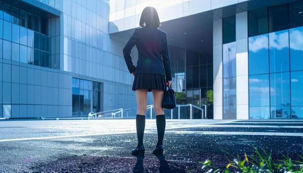 希望を抱く学生後ろ姿の写真