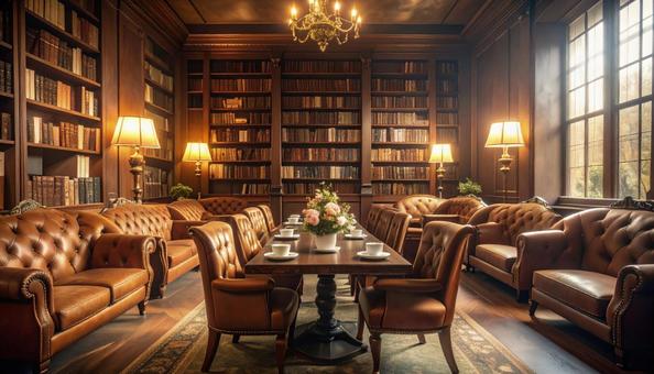 アンティークなブックカフェ・図書室の写真