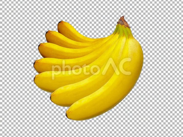 【PSD切抜き】夏収穫バナナ７本　横向き バナナ,果物,フルーツの写真素材