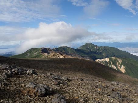 十勝岳山頂から富良野岳 十勝岳山頂から富良野岳 十勝,活火山,登山の写真素材