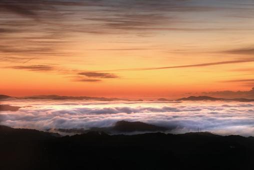 雲海　夜明け 雲海,うんかい,ウンカイの写真素材