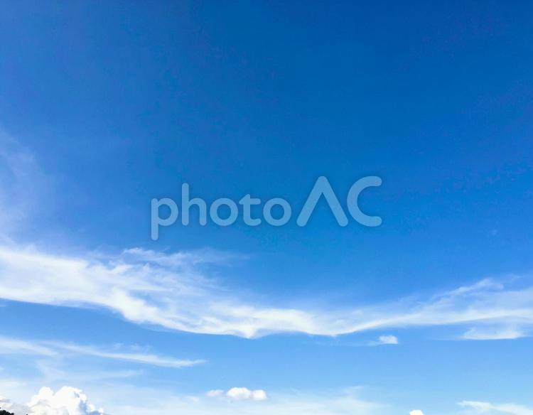 青く澄んだ夏の空と白い雲 青空,空,雲の写真素材