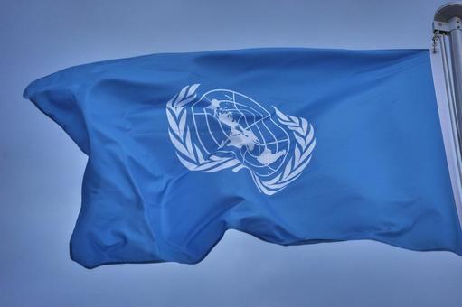国際連合の国旗 国際連合の国旗 国際連合,国連,戦勝国の写真素材
