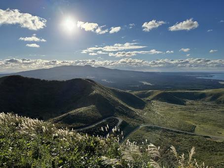 風景、草原、夏 風景、草原、夏の写真