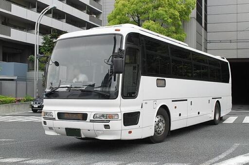 三菱ふそう　エアロバス　白 夜行バス,高速バス,旅行の写真素材