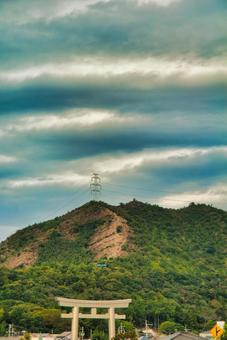 高御位山 播磨平野,山岳,平野の写真素材