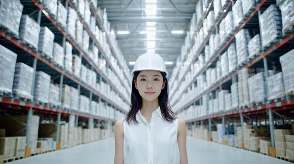 庫で働く女性スタッフの写真