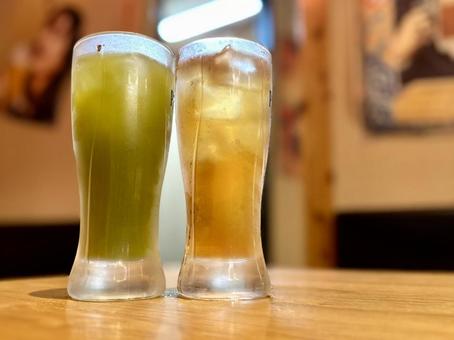 ドリンク 緑茶,ウーロン茶,ソフトドリンクの写真素材