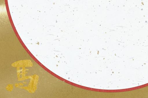 紙のテクスチャ（丸大礼紙金銀箔金赤）+馬 午年,馬,和紙の写真素材