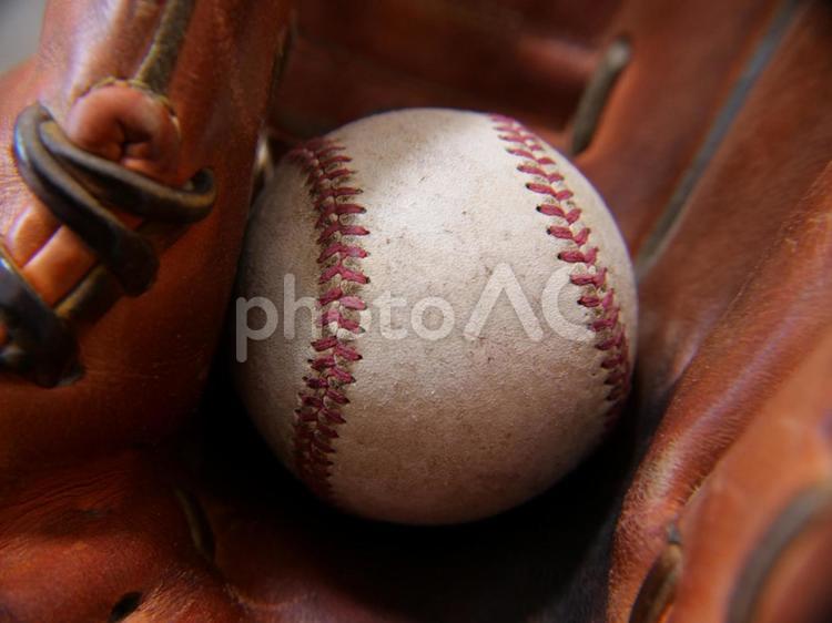 青春を思い出す硬式グローブ グローブ,グラブ,硬式野球の写真素材