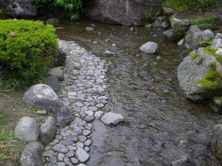 せせらぎ 庭園,日本庭園,小川の写真素材