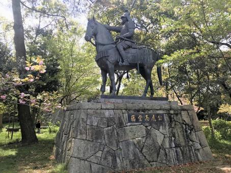 津城の藤堂高虎像 津城,城址,続日本100名城の写真素材