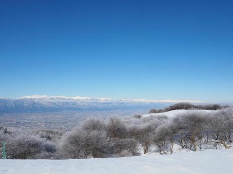 雪景色・冬の登山道(高ボッチ山) 雪景色・冬の登山道(高ボッチ山) 高ボッチ山,北アルプス,山の写真素材