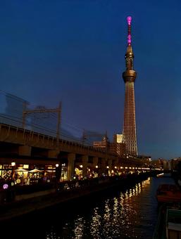 夕暮れのスカイツリー 東京スカイツリー,スカイツリー,空の写真素材