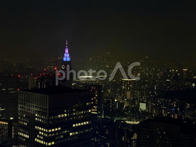 夜の東京上空　曇りの日 夜空,春霞,曇りの写真素材