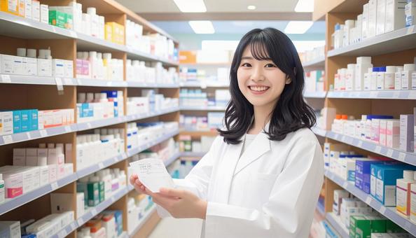 笑顔で働く薬剤師 笑顔で働く薬剤師の写真