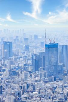 東京スカイツリーから見た景色｜縦位置 街並み,東京,自然の写真素材