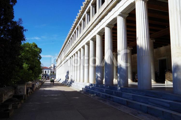 ギリシャ　アテネ　古代アゴラ　アタロスの柱廊 ギリシャ,アテネ,古代アゴラの写真素材